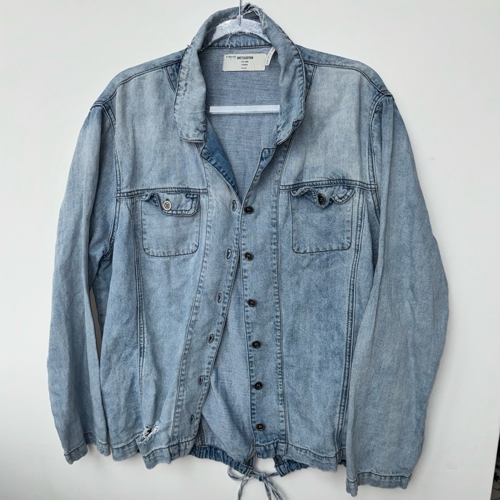 One‎ Teaspoon Light Blue Cotton / Linen Distressed Jacket, Size M